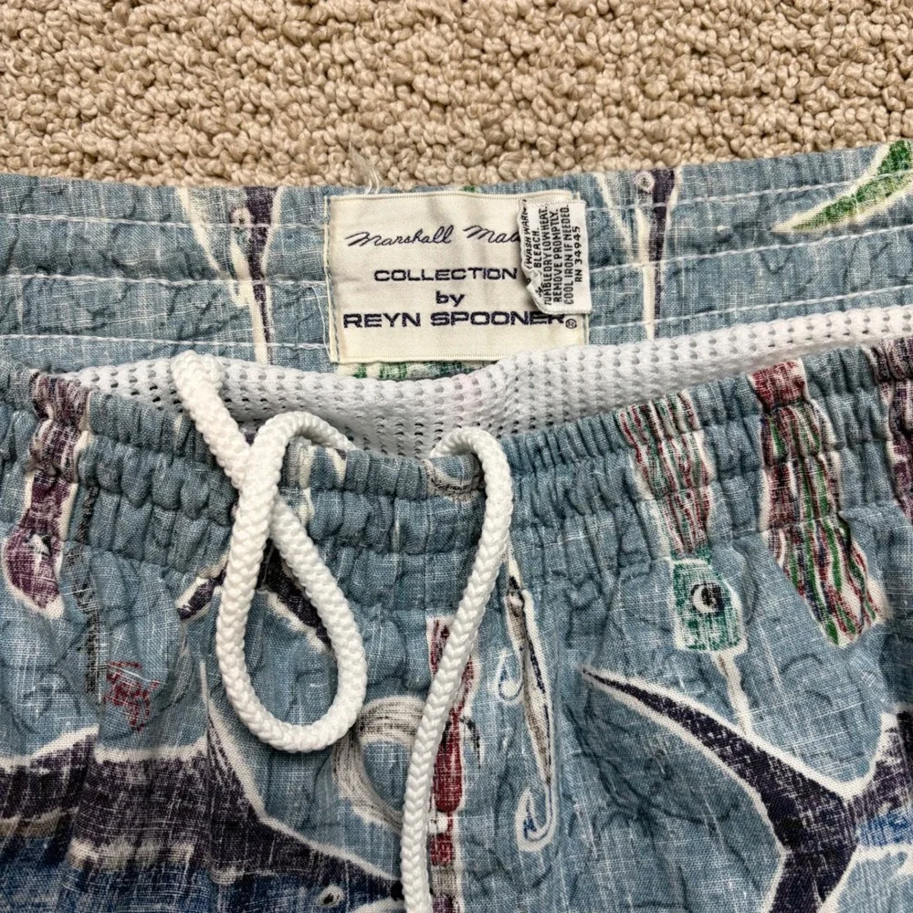 Reyn‎ Spooner XXL Marshall Madruga Fishing Swim Trunks Blue Marlin Mahi Mahi